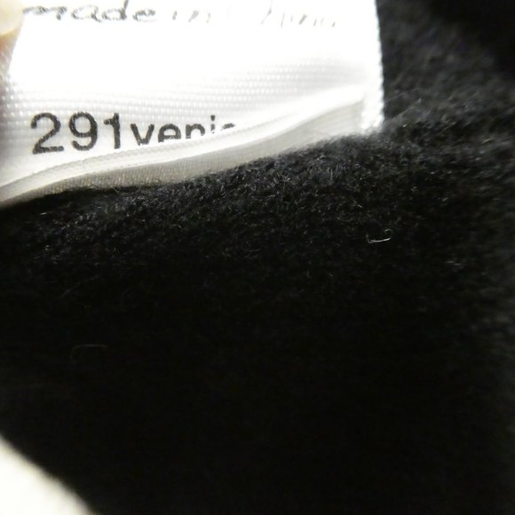 291 Venice black cashmere henley sweater graphics PEACE sign crystal sweater S - Picture 6 of 10